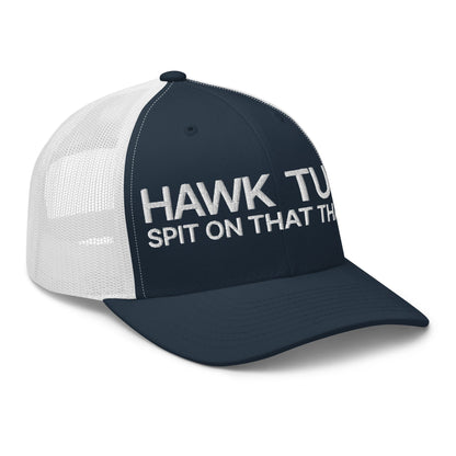 Hawk Tuah Spit on that Thang Retro Trucker Hat Navy White