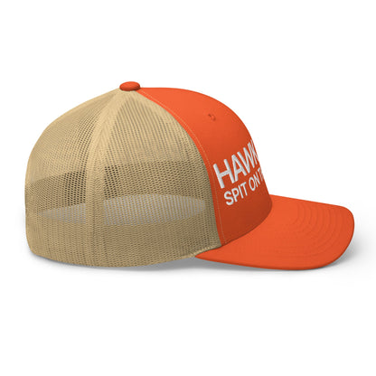 Hawk Tuah Spit on that Thang Retro Trucker Hat Rustic Orange Khaki