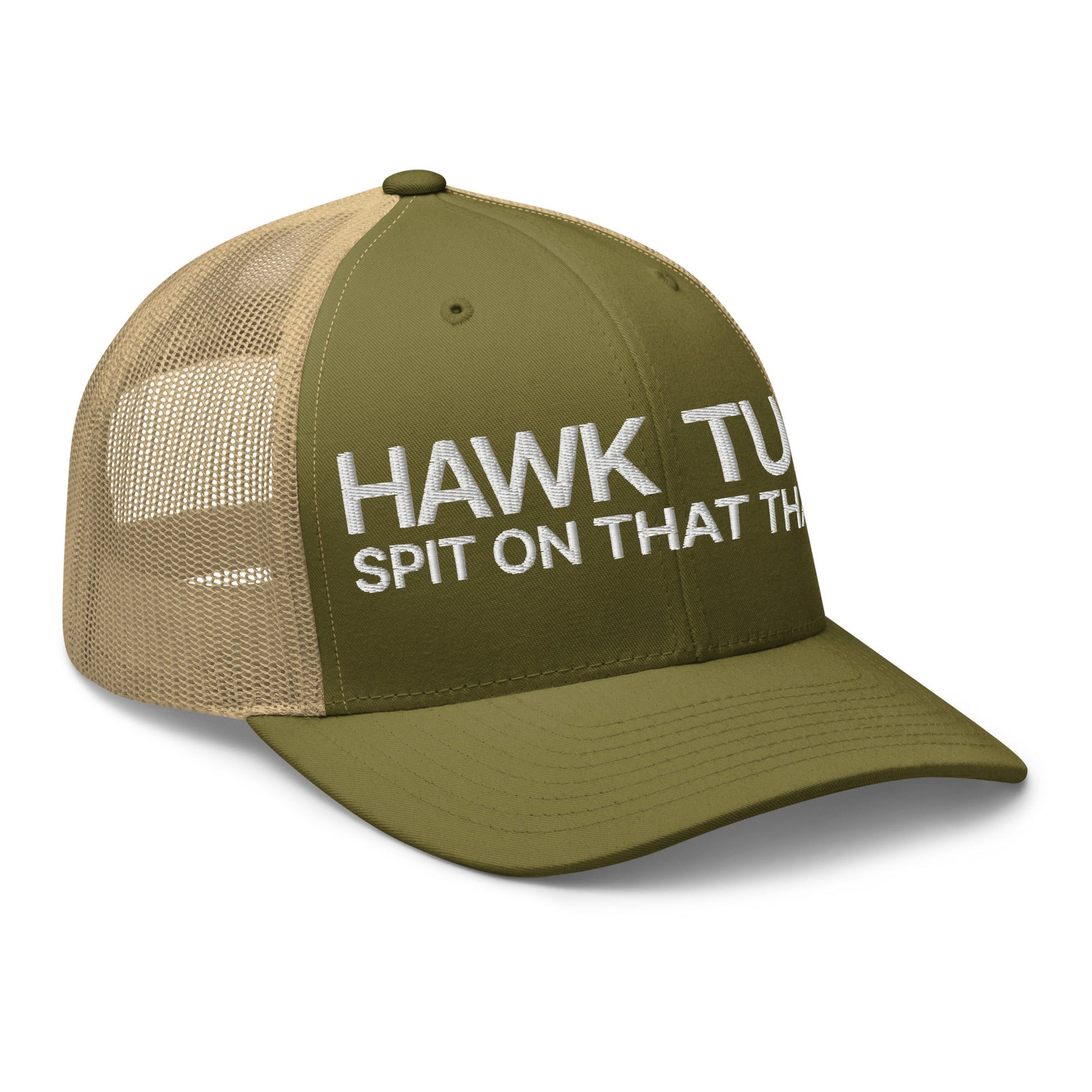 Hawk Tuah Spit on that Thang Retro Trucker Hat Moss Khaki