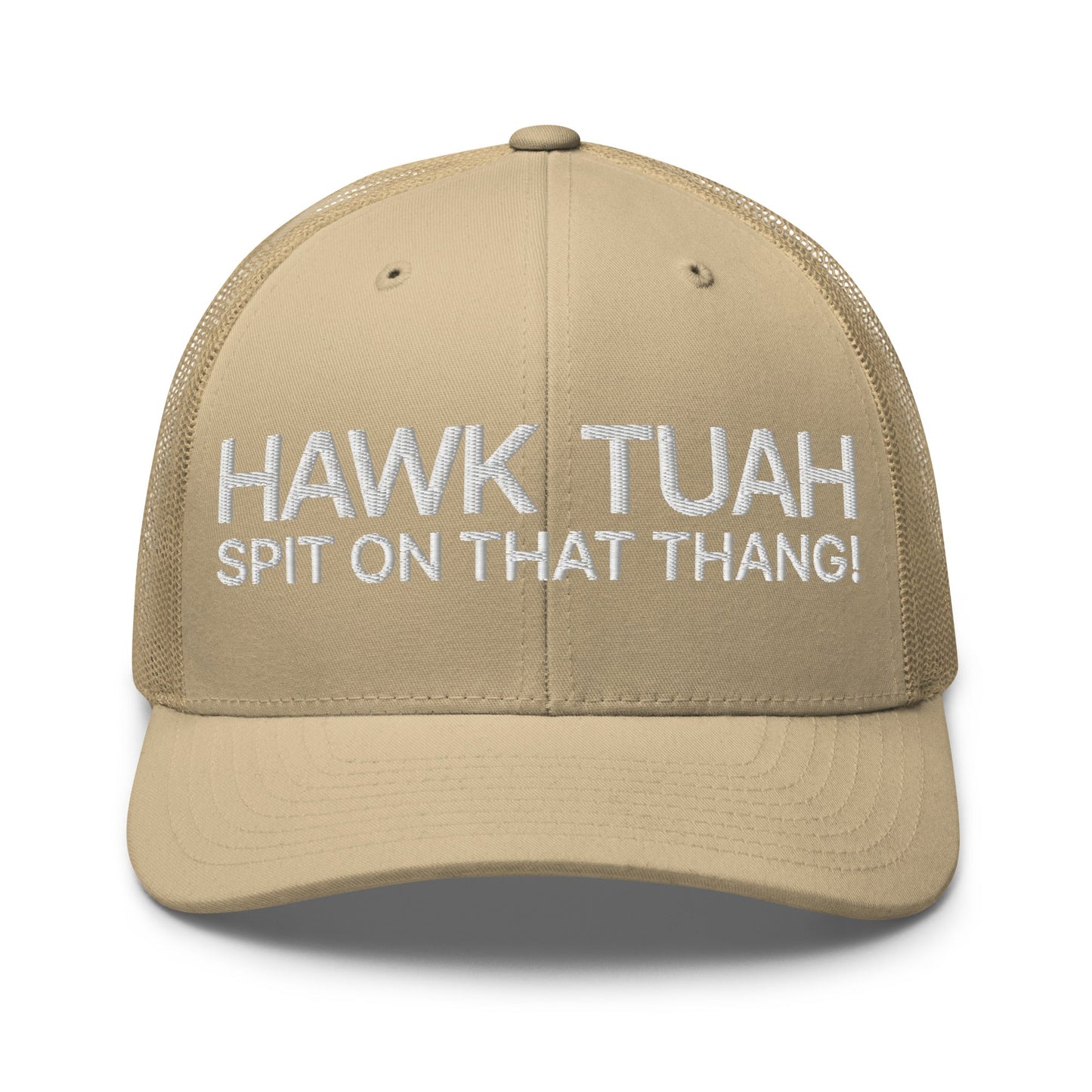 Hawk Tuah Spit on that Thang Retro Trucker Hat Khaki