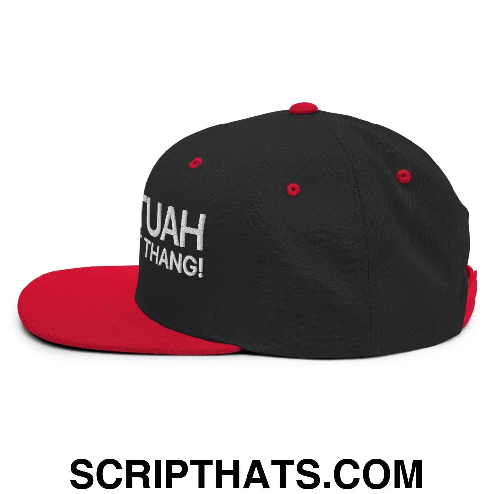 Hawk Tuah Spit on that Thang Snapback Hat Black Red