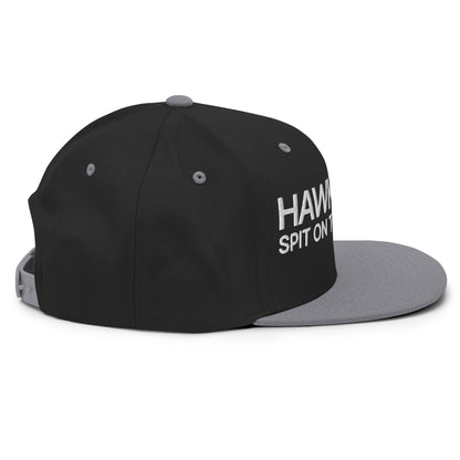 Hawk Tuah Spit on that Thang Snapback Hat Black Silver