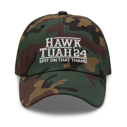 Hawk Tuah Tush '24 2024 Spit on that Thang Dad Hat Green Camo