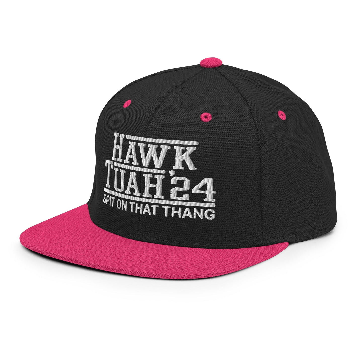 Hawk Tuah Tush '24 2024 Spit on that Thang Snapback Hat Black Neon Pink