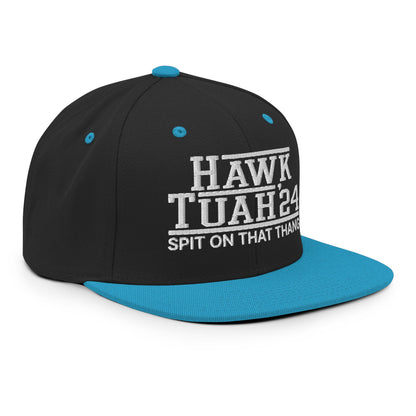 Hawk Tuah Tush '24 2024 Spit on that Thang Snapback Hat Black Teal