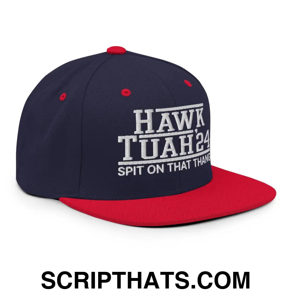 Hawk Tuah Tush '24 2024 Spit on that Thang Snapback Hat Navy Red