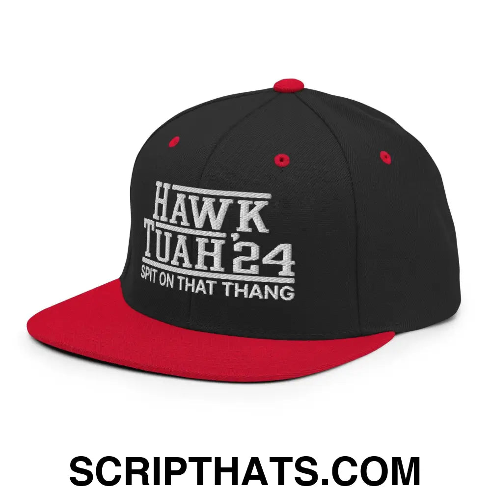 Hawk Tuah Tush '24 2024 Spit on that Thang Snapback Hat Black Red