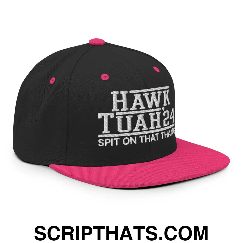 Hawk Tuah Tush '24 2024 Spit on that Thang Snapback Hat Black Neon Pink