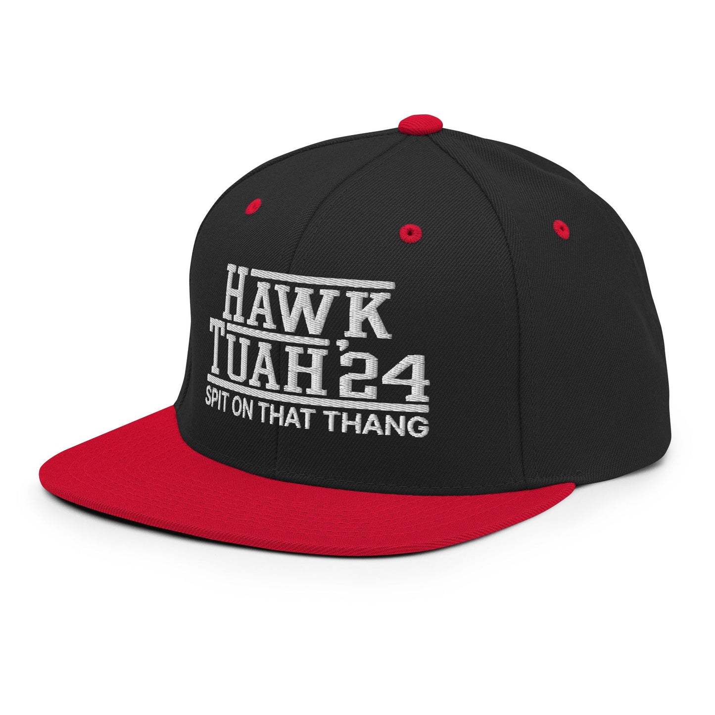 Hawk Tuah Tush '24 2024 Spit on that Thang Snapback Hat Black Red