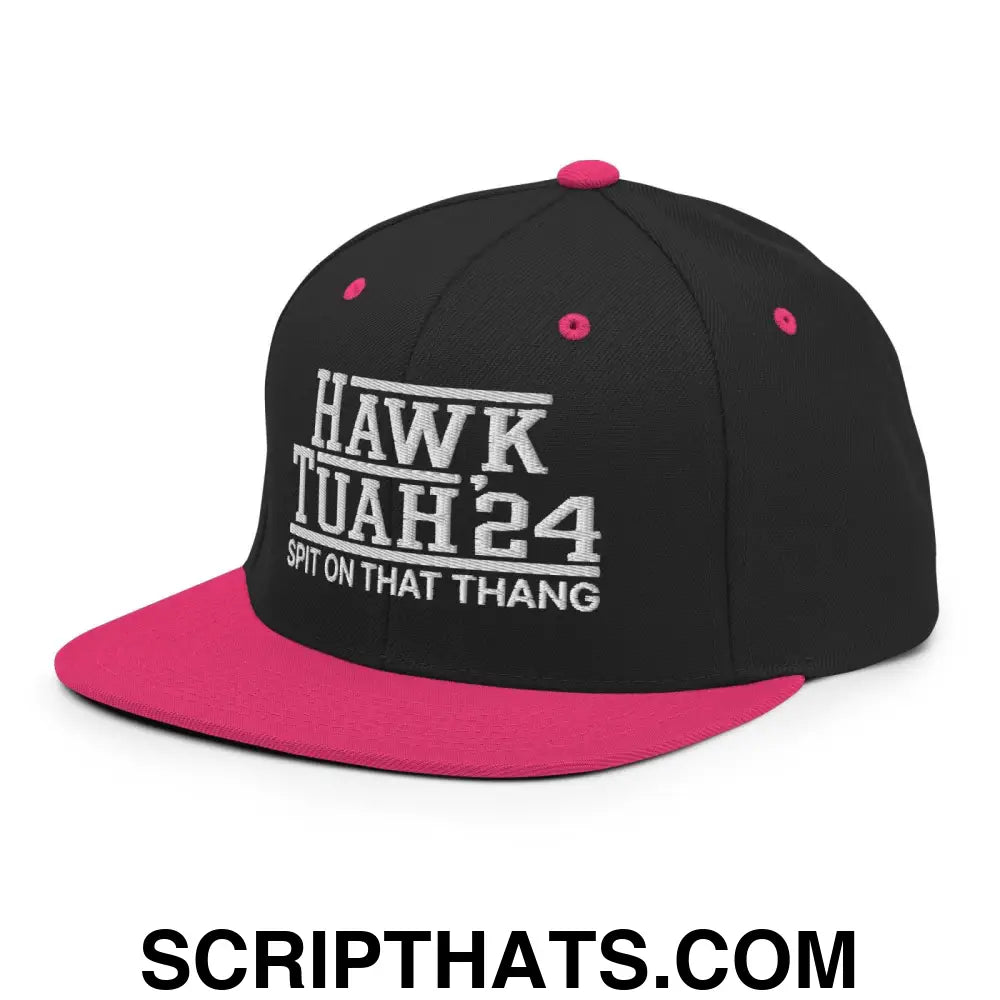 Hawk Tuah Tush '24 2024 Spit on that Thang Snapback Hat Black Neon Pink