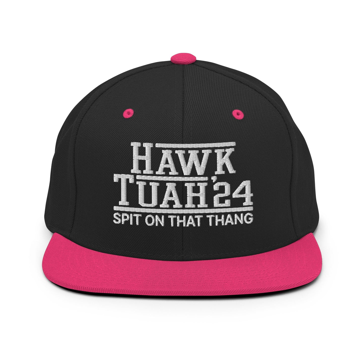 Hawk Tuah Tush '24 2024 Spit on that Thang Snapback Hat Black Neon Pink