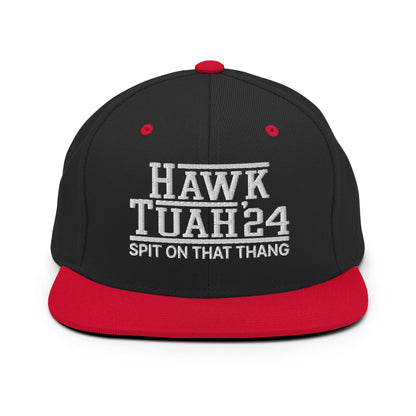 Hawk Tuah Tush '24 2024 Spit on that Thang Snapback Hat Black Red