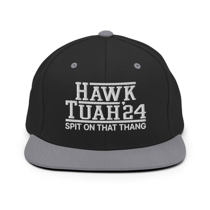 Hawk Tuah Tush '24 2024 Spit on that Thang Snapback Hat Black Silver