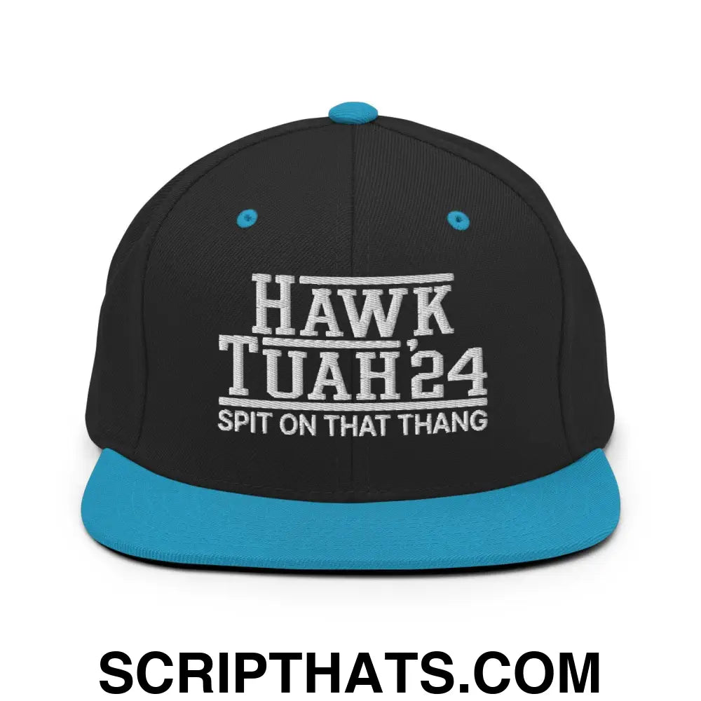 Hawk Tuah Tush '24 2024 Spit on that Thang Snapback Hat Black Teal