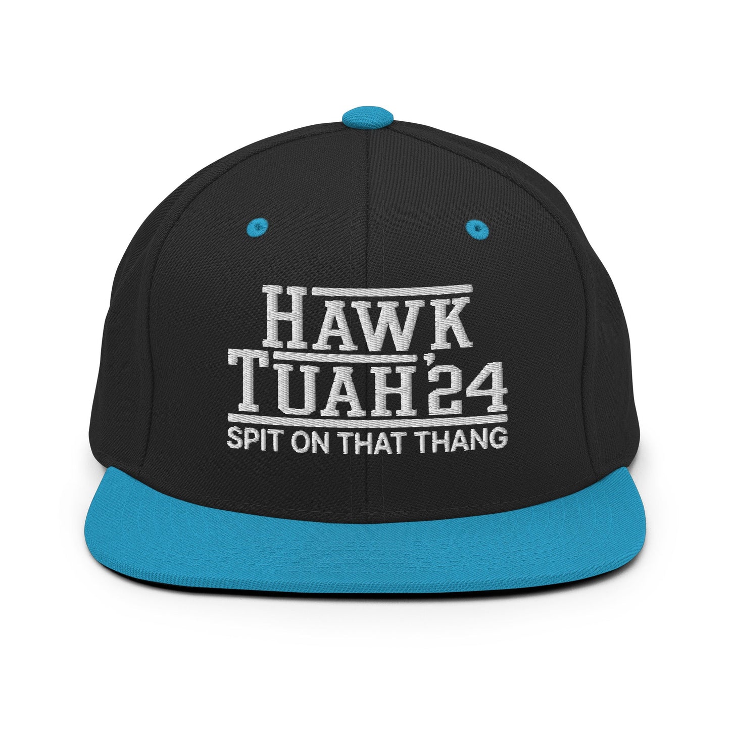 Hawk Tuah Tush '24 2024 Spit on that Thang Snapback Hat Black Teal