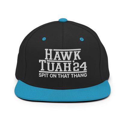 Hawk Tuah Tush '24 2024 Spit on that Thang Snapback Hat Black Teal