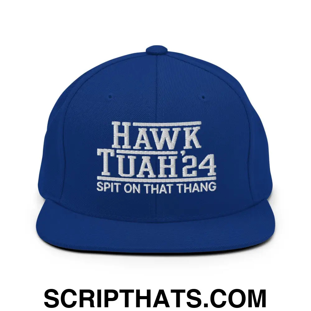 Hawk Tuah Tush '24 2024 Spit on that Thang Snapback Hat Royal Blue