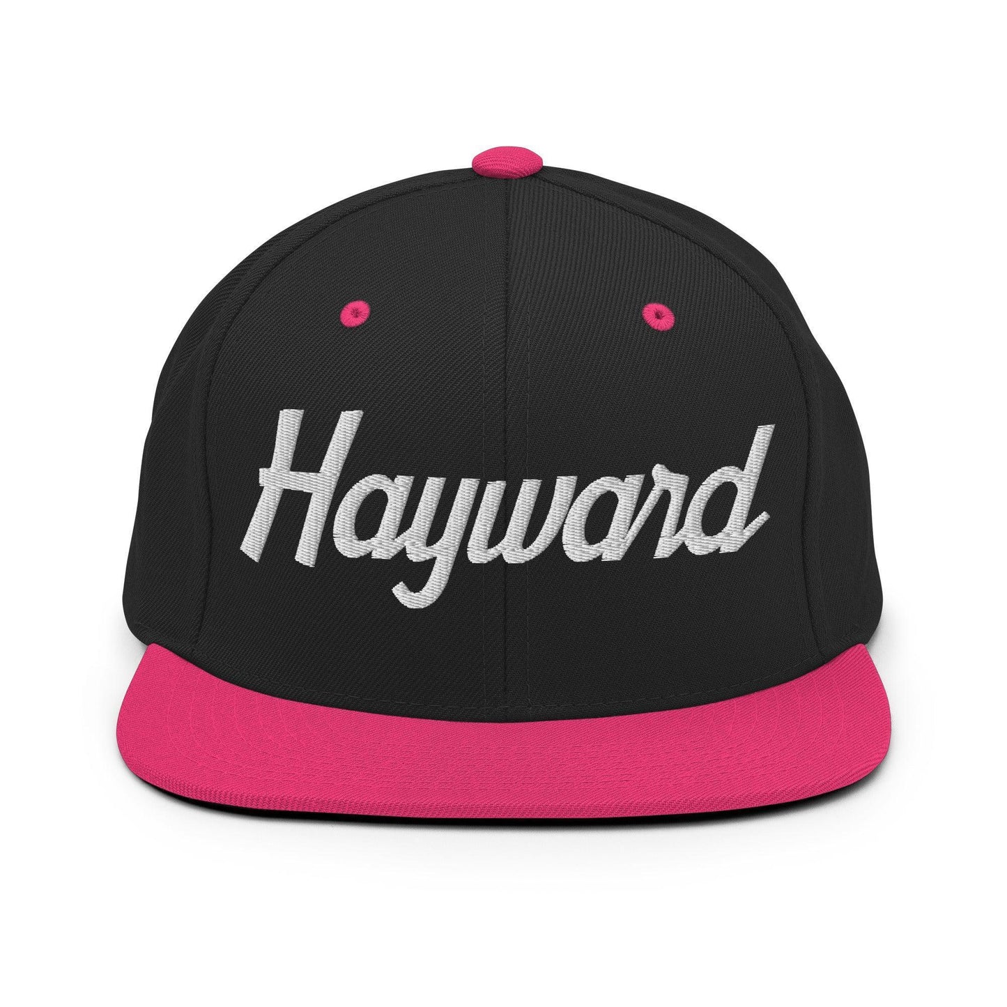 Hayward Script Snapback Hat Black Neon Pink