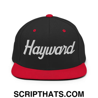 Hayward Script Snapback Hat Black Red