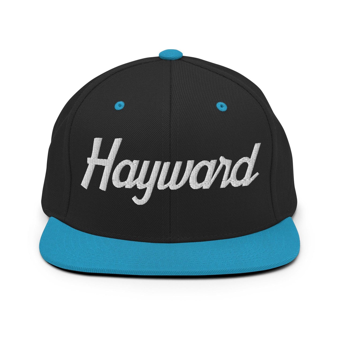 Hayward Script Snapback Hat Black Teal