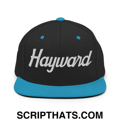 Hayward Script Snapback Hat Black Teal