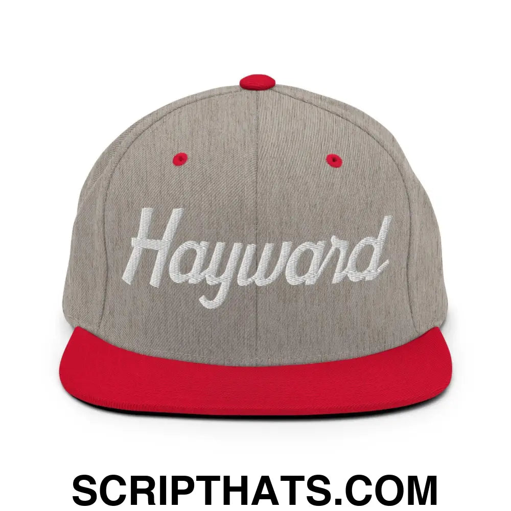 Hayward Script Snapback Hat Heather Grey Red