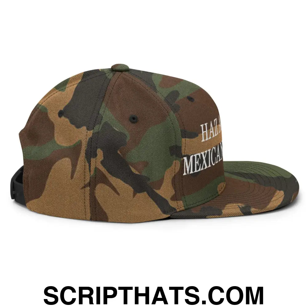 Haz América Mexicana A Nuevo Embroidered Flat Bill Brim Snapback Hat Green Camo