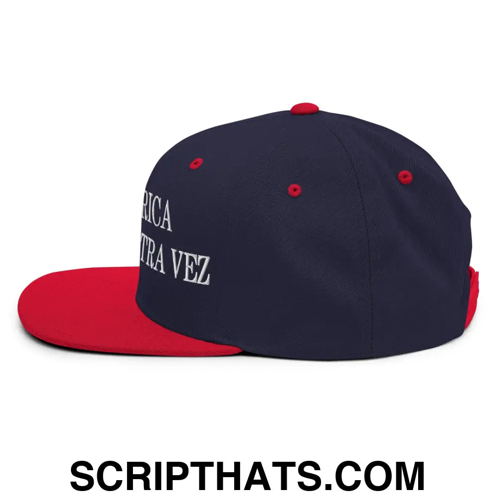 Haz América Mexicana Orta Vez Embroidered Flat Bill Brim Snapback Hat Navy Red