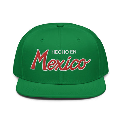 Hecho en Mexico II Script Snapback Hat Kelly Green