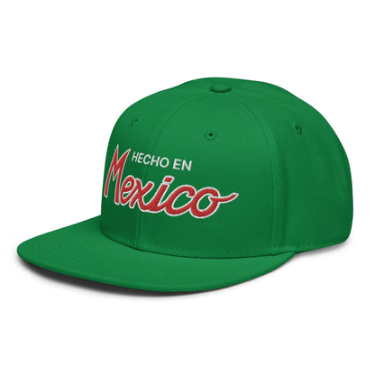 Hecho en Mexico II Script Snapback Hat Kelly Green