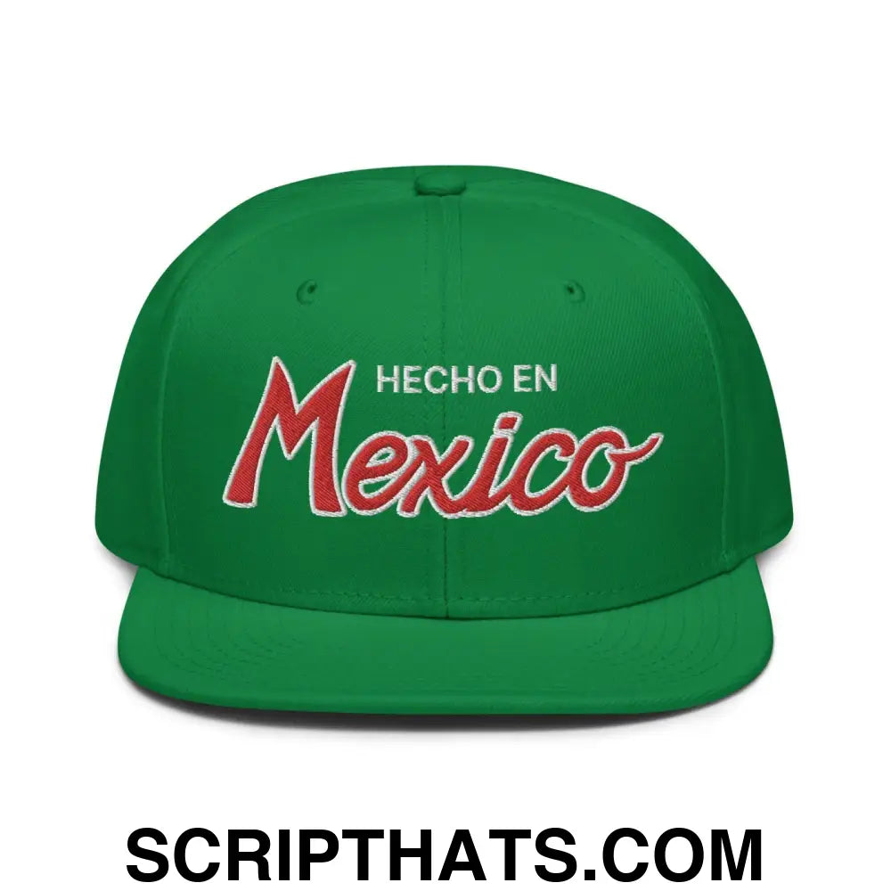 Hecho en Mexico II Script Snapback Hat Kelly Green