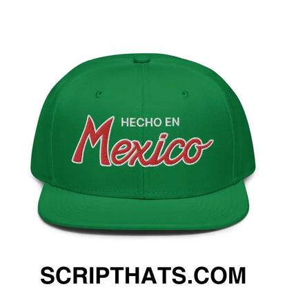 Hecho en Mexico II Script Snapback Hat Kelly Green