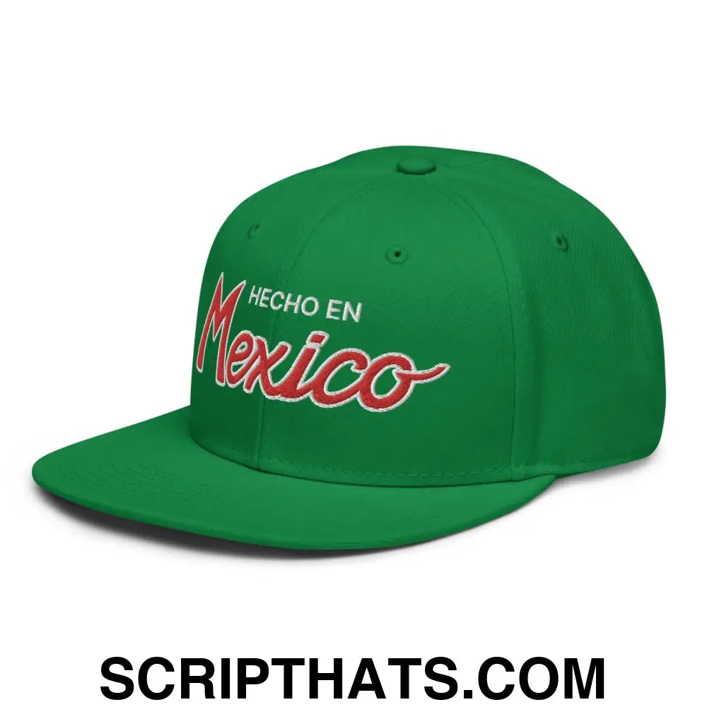 Hecho en Mexico II Script Snapback Hat Kelly Green