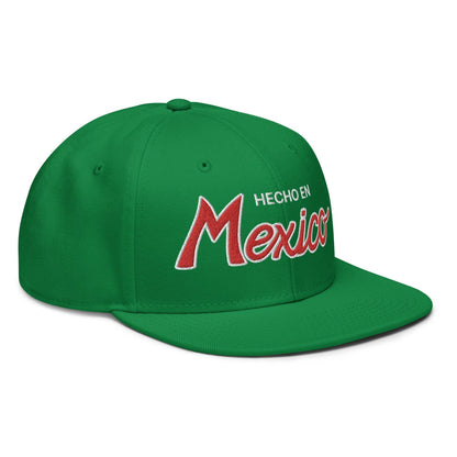 Hecho en Mexico II Script Snapback Hat Kelly Green