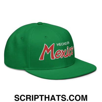 Hecho en Mexico II Script Snapback Hat Kelly Green