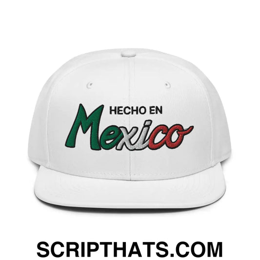 Hecho en Mexico III Script Snapback Hat White