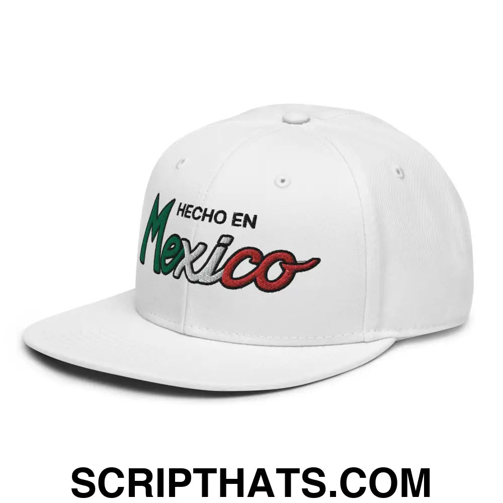 Hecho en Mexico III Script Snapback Hat White