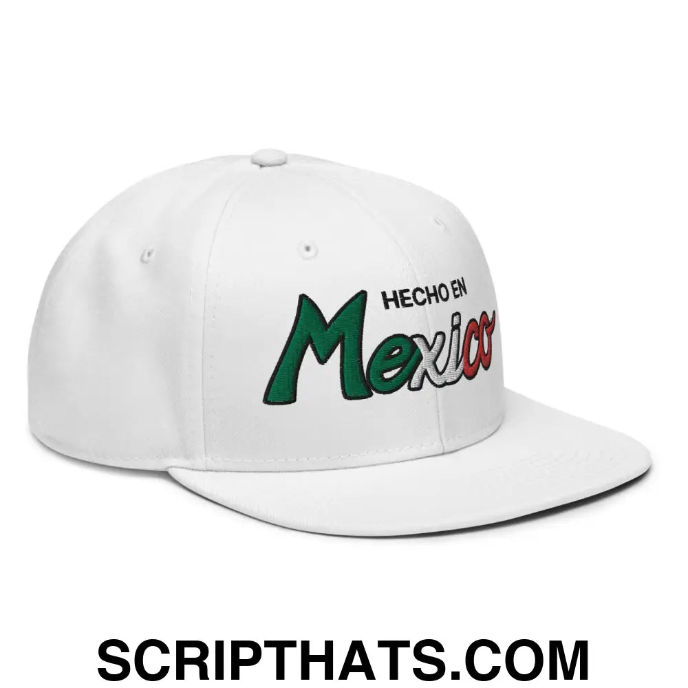 Hecho en Mexico III Script Snapback Hat White