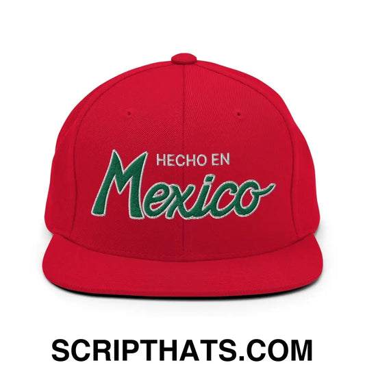 Hecho en Mexico Script Snapback Hat Red