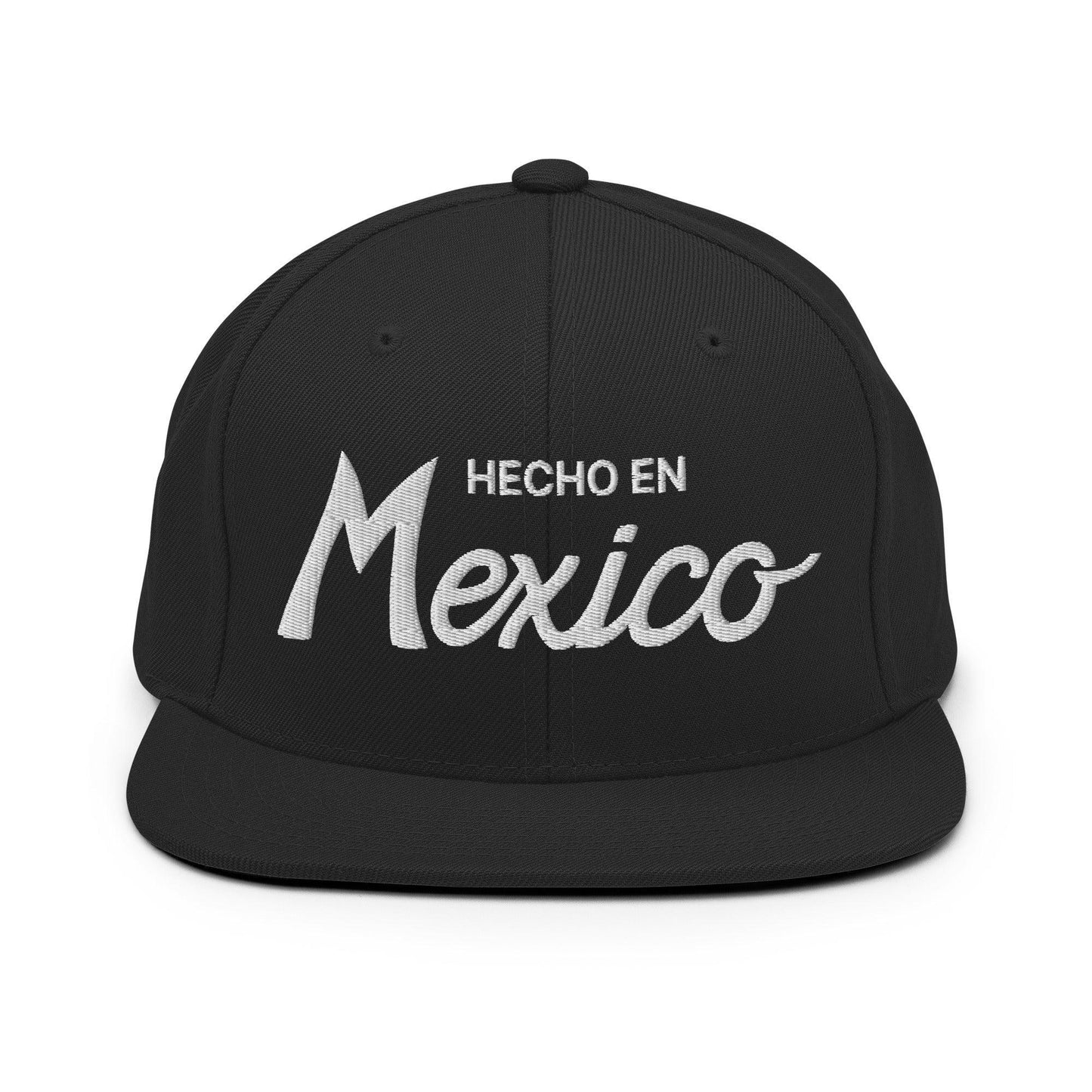 Hecho en Mexico V Script Snapback Hat Black