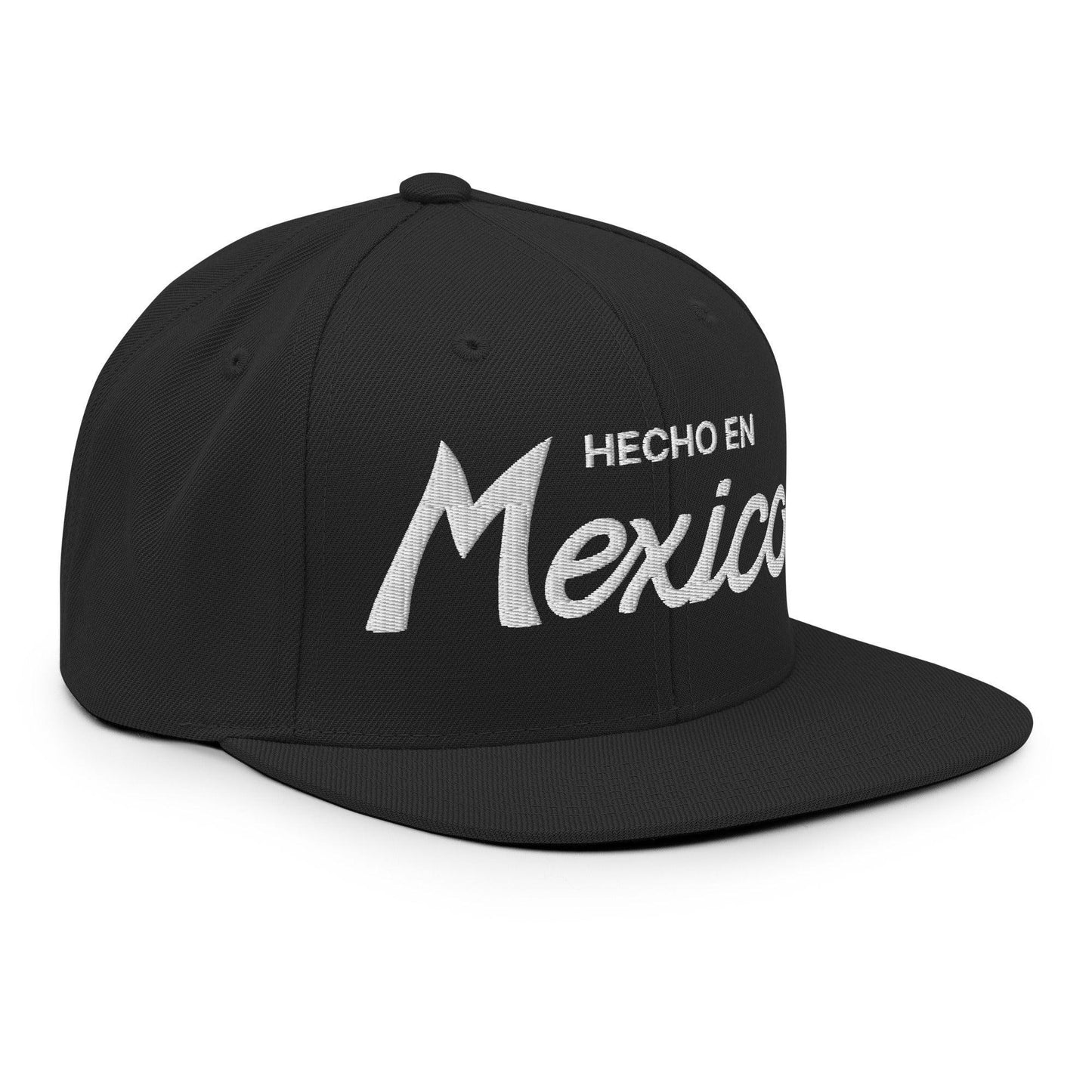 Hecho en Mexico V Script Snapback Hat Black