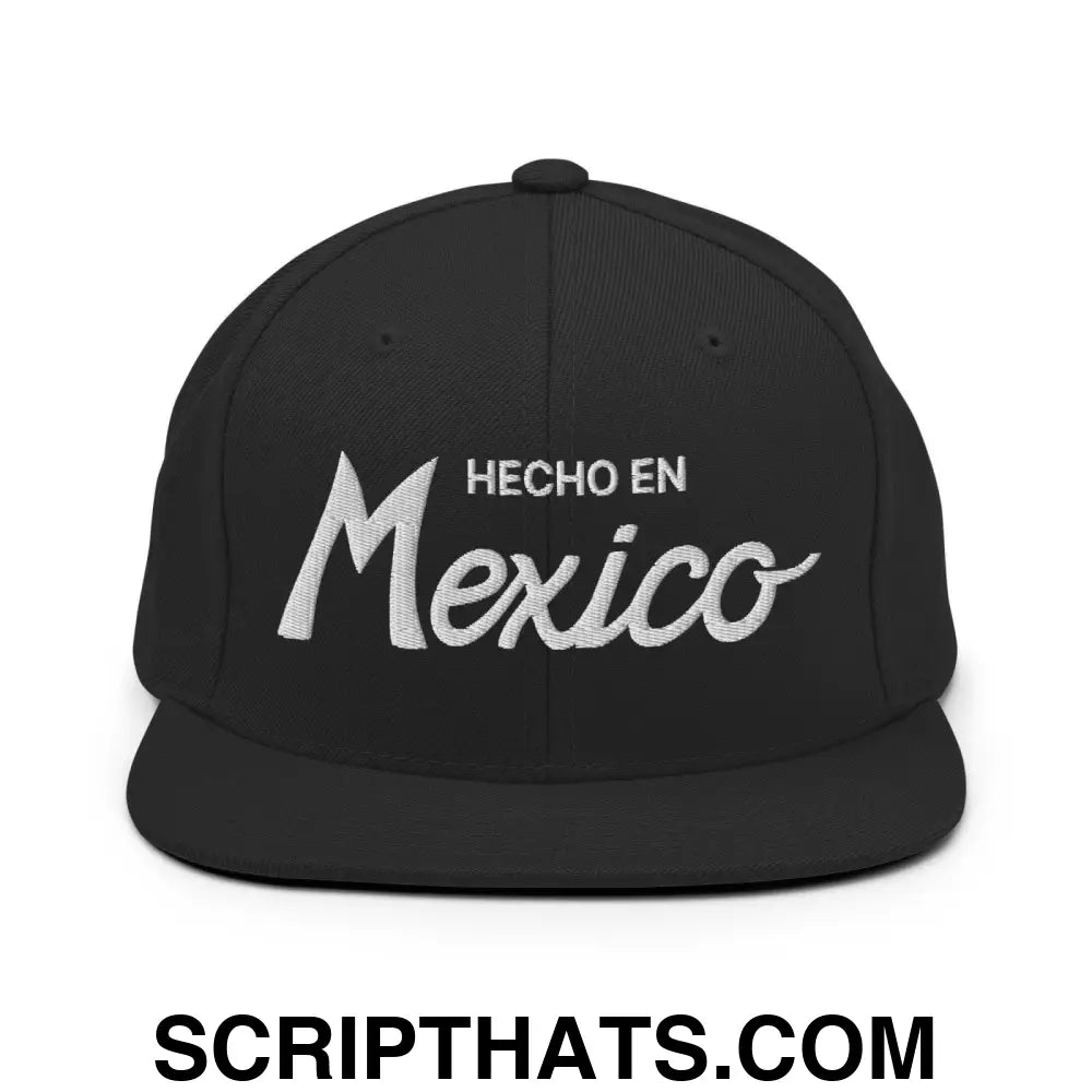 Hecho en Mexico V Script Snapback Hat Black