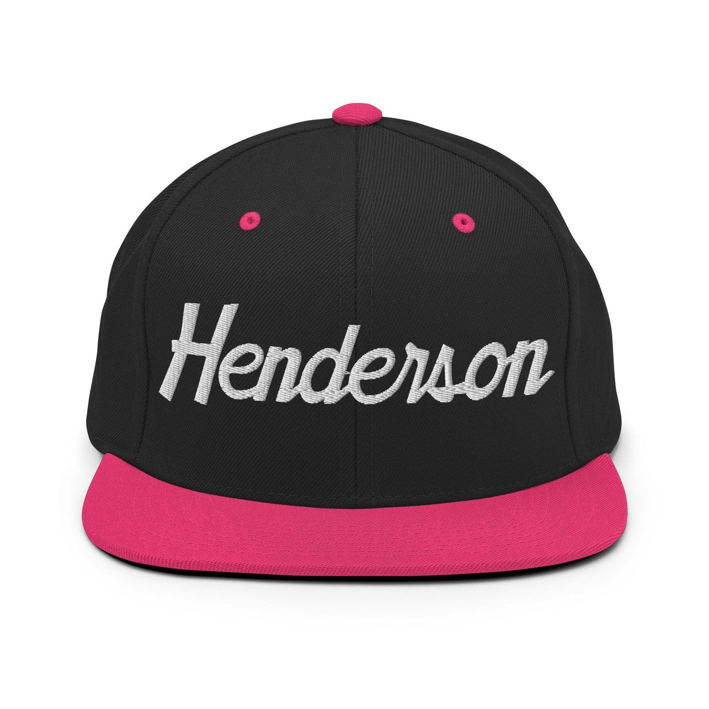Henderson Script Snapback Hat Black Neon Pink