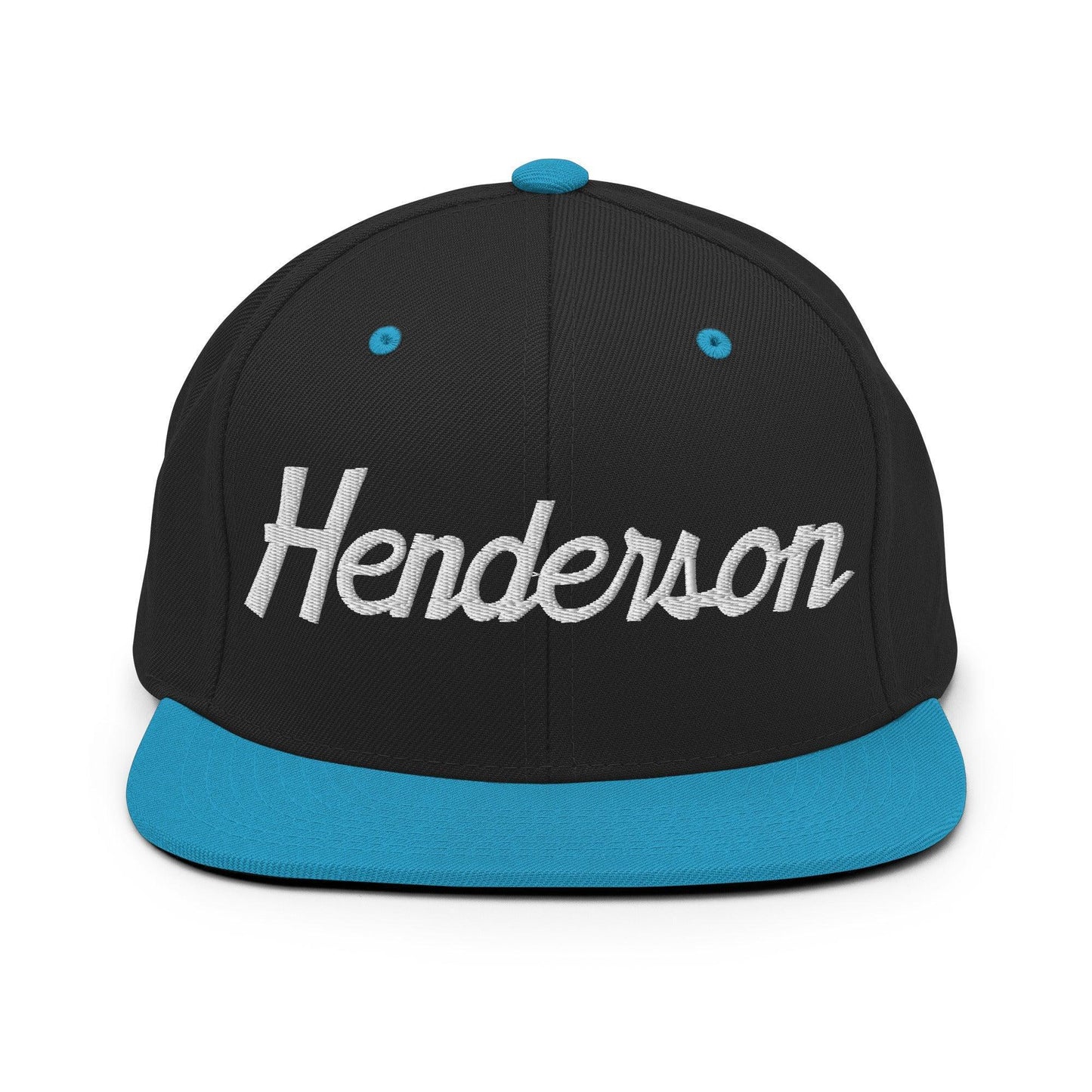 Henderson Script Snapback Hat Black Teal