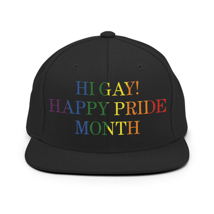 Hi Gay! Happy Pride Month Snapback Hat Black