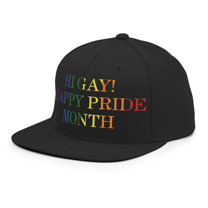 Hi Gay! Happy Pride Month Snapback Hat Black