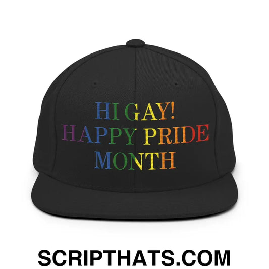 Hi Gay! Happy Pride Month Snapback Hat Black