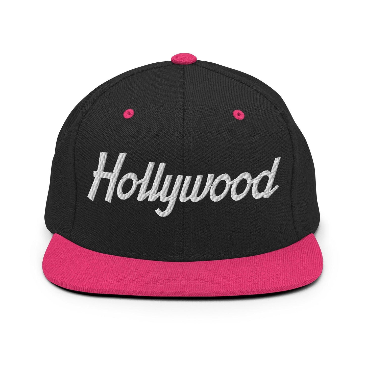 Hollywood Script Snapback Hat Black Neon Pink