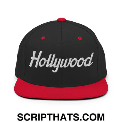 Hollywood Script Snapback Hat Black Red