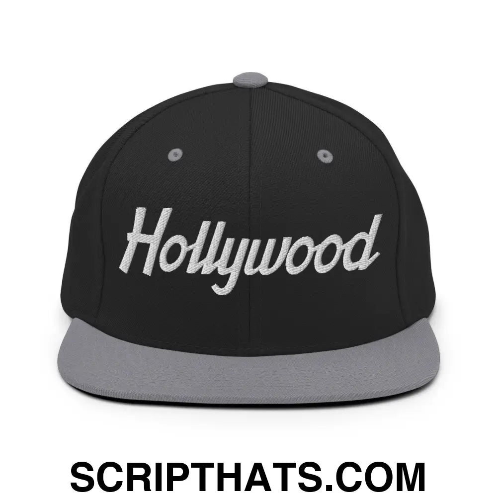 Hollywood Script Snapback Hat Black Silver